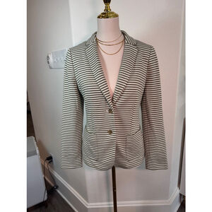 Talbots Green & Cream Striped Blazer Size 8